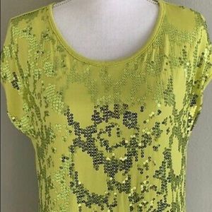 Willi Smith Women’s Sequin Top Yellow Green